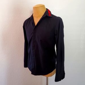 G by Guess XS Mens Black Long Sleeve Button Down Shirt with Red Star detail